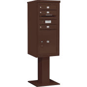 Salsbury 4c piédestal Mailbox, 52-5/8" H, colonne simple, 3 MB1/1 PL5 porte, Bronze