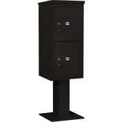 Salsbury 4c piédestal Mailbox, 52-5/8" H, colonne simple, 2 PL5 portes, noir