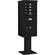 Salsbury 4c piédestal Mailbox, 69-1/8" H, colonne simple, 4Mo porte 1/1 PL5 porte, noir