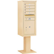 Salsbury 4c piédestal Mailbox, 69-1/8" H, colonne simple, 4Mo porte 1/1 PL5 porte, sable