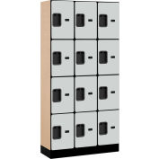 Salsbury 4-Tier 12 Door Designer Wood Locker, 36 « L x 15 » P x 76 » H, gris, partiellement assemblé