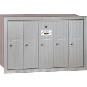 3500 Series 4B+ Vertical Mailbox, 5 Doors, Recessed Mounted, Aluminum, USPS Access