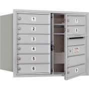 Boîte au lettres horizontale Salsbury 4C, 23 1/2 po haut., colonne double, 9 vantaux MB1, apport avant, aluminium, privé