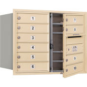 Salsbury 4c Horizontal Mailbox, 23-1/2" H, Double colonne, 10 MB1 portes, chargement frontal, sable, privé