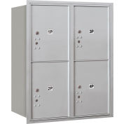 Salsbury 4c horizontale boîte aux lettres, 37-1/2" H, Double, colis USPS de charge, aluminium, boîte, 4 PL5 portes, arrière