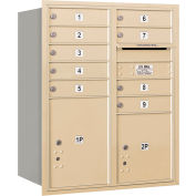 Salsbury 4c Horizontal Mailbox, 37-1/2" H, Double colonne, PL MB9/1 2 portes, chargement arrière, sable, privé