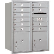 Salsbury 4c horizontale boîte aux lettres, 37-1/2" H, Double, portes 10 MB1/2 PL, arrière charge, aluminium, USPS