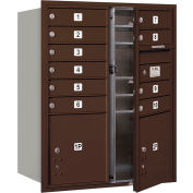 Salsbury 4c horizontale boîte aux lettres, 37-1/2" H, Double colonne, PL MB10/1 2 portes, avant de charger, Bronze, USPS