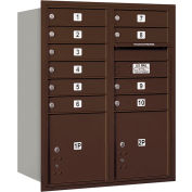Salsbury 4c horizontale boîte aux lettres, 37-1/2" H, Double colonne, PL MB10/1 2 portes arrière charge, Bronze, USPS