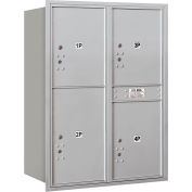 Boîtes aux lettres Horizontal Salsbury 4C, 41" H, Double, colis USPS de charge, aluminium, boîte, 3 portes PL6 PL5/1, arrière