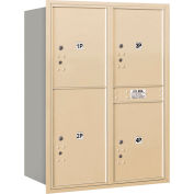Salsbury 4C horizontale boîte aux lettres, 41" H, Double, boîte de parcelle, 3 portes PL5/1 PL6, chargement arrière, sable, USPS