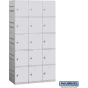 Casier en plastique 5 portes Salsbury 10-Tier 15, 38-1/4 « L x 18 » P x 74 » H, gris, non assemblé