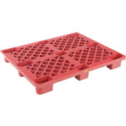Palette nestable Skid Open Deck, plastique, entrée à 4 voies, 47 x 39-1/4 », capacité statique de 3300 lb, rouge