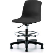 eCom Seating One-Piece Plastic Shell Stool - Avec Chrome Foot Ring - Noir