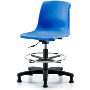eCom Seating One-Piece Plastic Shell Stool - Avec Chrome Foot Ring - Bleu