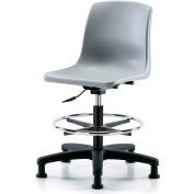 eCom Seating One-Piece Plastic Shell Stool - Avec Chrome Foot Ring - Gris