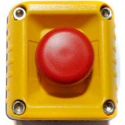 T.E.R., F71EY10000000003 VICTOR Wall Mount Control Station, Yellow, 1 Hole, Momentary E-Stop