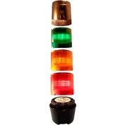 Springer Controls / Texelco LA-TCL93AF532 70mm Light Stack, 120V LED, BLK Term, G-A-R, 100 DB
