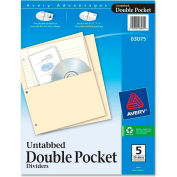 Avery® Untabbed Double Pocket Divider, 9-1/4"W x 11-1/8"H, Buff, 5/PK