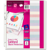Avery® protéger ' onglet protecteur de feuille à chargement par le dessus, 8-1/2" W x 11 n" H, Clear, 5 Tabs/Set