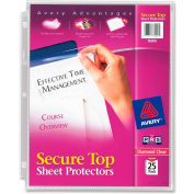 Avery® Secure Top Load Sheet Protector, 8-1/2"W x 11"H, Clear, 25/PK