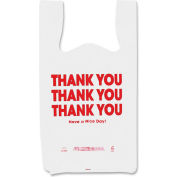Cosco Printed "Thank You" Plastic Bags, 11"W x 22"L, .55 Mil, White, 250/Pack