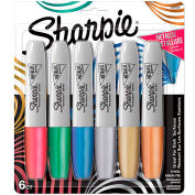 Sharpie® Marqueur permanent de pointe de ciseau, encre assortie, 6 paquets, qté par paquet : 6
