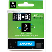 DYMO® D1 Standard Labels 1/2" White on Black - Pkg Qty 5