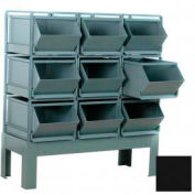Stackbin® trémie en acier Bin Stackrack unité, 51-1/4" W X 24 « D X 48 » H, 9 bacs acier, noir