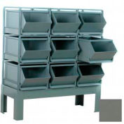 Stackbin® trémie en acier Bin Stackrack unité, 51-1/4" W X 24 « D X 48 » H, 9 bacs acier, gris