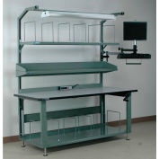 Stackbin No. 3 Hydraulic Adjustable Height Packing Workbench, Laminate T-Mold Edge, 60"W x 36"D,Blue
