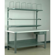 Stackbin No. 8 Adjustable Height Packing Workbench, Laminate Square Edge, 60"L x 36"W, Blue