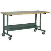 Stackbin Workbench, série 2012, Ash Butcher Block Square Edge, W 72" X 36" D, gris
