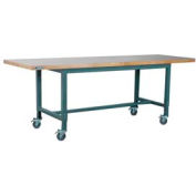 Stackbin Workbench, 1012 Series, Ash Butcher Block Square Edge, 96"W X 30"D, Gray