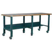 Stackbin Workbench, 3512 Series, Ash Butcher Block Square Edge, 96"W X 30"D, Gray