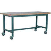 Stackbin Workbench, 1012 Series, Maple Butcher Block Square Edge, 72"W X 36"D, Black
