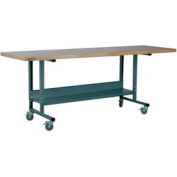 Stackbin Workbench, 2012 Series, Maple Butcher Block Square Edge, 96"W X 30"D, Gray