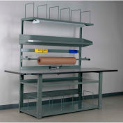 Stackbin No. 1 Adjustable Height Complete Packing Workbench, Laminate Safety Edge, 96"W x 36"D, Gray