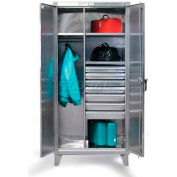 Stronghold Heavy Duty Combination Cabinet with 7 Drawers, 12 Gauge, 36"W x 24"D x 78"H, Silver