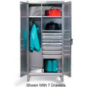 Stronghold Heavy Duty Combination Cabinet with 4 Drawers, 12 Gauge, 36"W x 24"D x 78"H, Silver