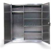 Stronghold Heavy Duty SS Combination Storage Cabinet, 12 Gauge, 36"W x 24"D x 78"H, Silver