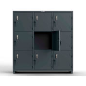 Casier numérique StrongHold® 3-Tier 9 portes avec serrure d’entrée sans clé, 72 « Lx24"Dx75"H, gris, assemblé