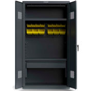 StrongHold® Heavy Duty 18 GA TA50 Locker With 2 Shelves, A Drawer, 14 Bins, 6 Moveable Hooks