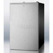 Summit CM421BLBI7SSHH - 20"W Built-In Refrigerator-Freezer, Lock, S/S Door, Black