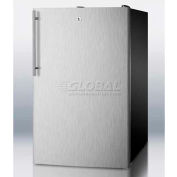 Summit CM421BLBI7SSHV - 20"W Built-In Refrigerator-Freezer, Lock, S/S Door, Thin Handle, Black