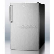 Summit CM421BLBI7SSTB - 20"W Built-In Refrigerator-Freezer, Lock, S/S Door,, Black