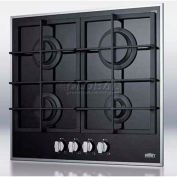 Summit-4-Burner Gas-On-Glass Cooktop, Sealed Burners, Cast Iron Grates