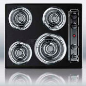 Summit-24"W 220V Cuisinière électrique, finition en porcelaine noire