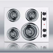 Summit-24"W 220V Electric Cooktop, White Porcelain Finish