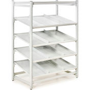 Treston FiFo Flow Rack M53, 54-44/83"W x 31-49/71"D x 73-3/13"H, 4 Steel Shelves, 485 Lb. Cap.- Gray